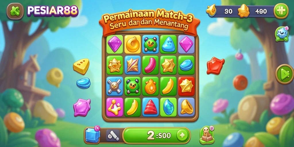Tampilan permainan PESIAR88 dengan elemen Match-3 yang menarik.