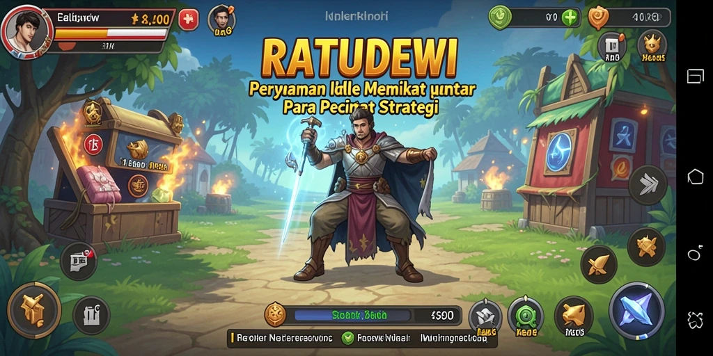 Screenshot gameplay RATUDEWI yang menampilkan aktivitas pengumpulan sumber daya.