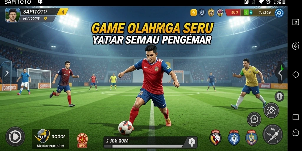 Screenshot menampilkan gameplay seru SAPITOTO dengan aksi olahraga yang dinamis.