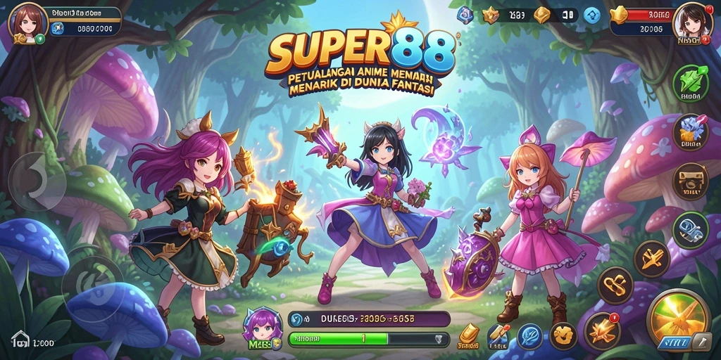 Tangkapan layar utama SUPER88 menampilkan aksi seru dalam permainan Anime.