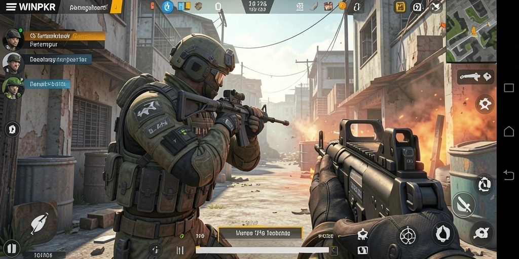 Tampilan aksi seru dari gameplay WINPKR FPS.