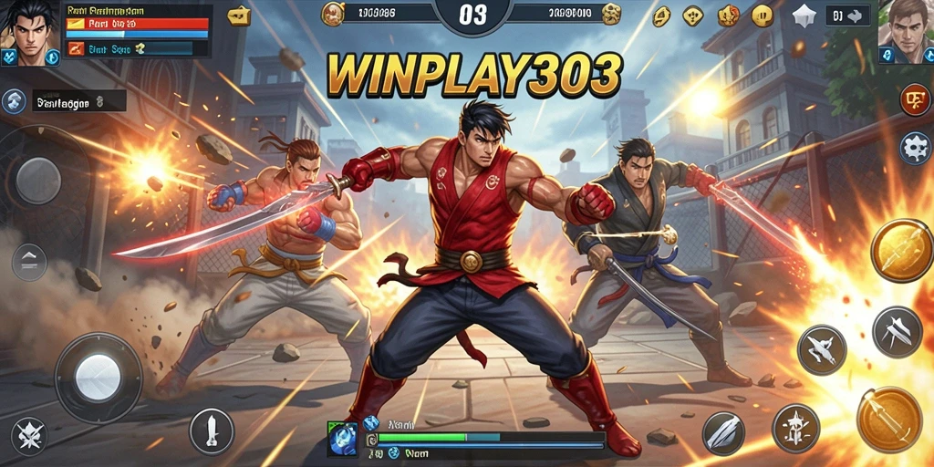 Tampilan gameplay <strong>WINPLAY303</strong> di arena pertarungan yang menegangkan.